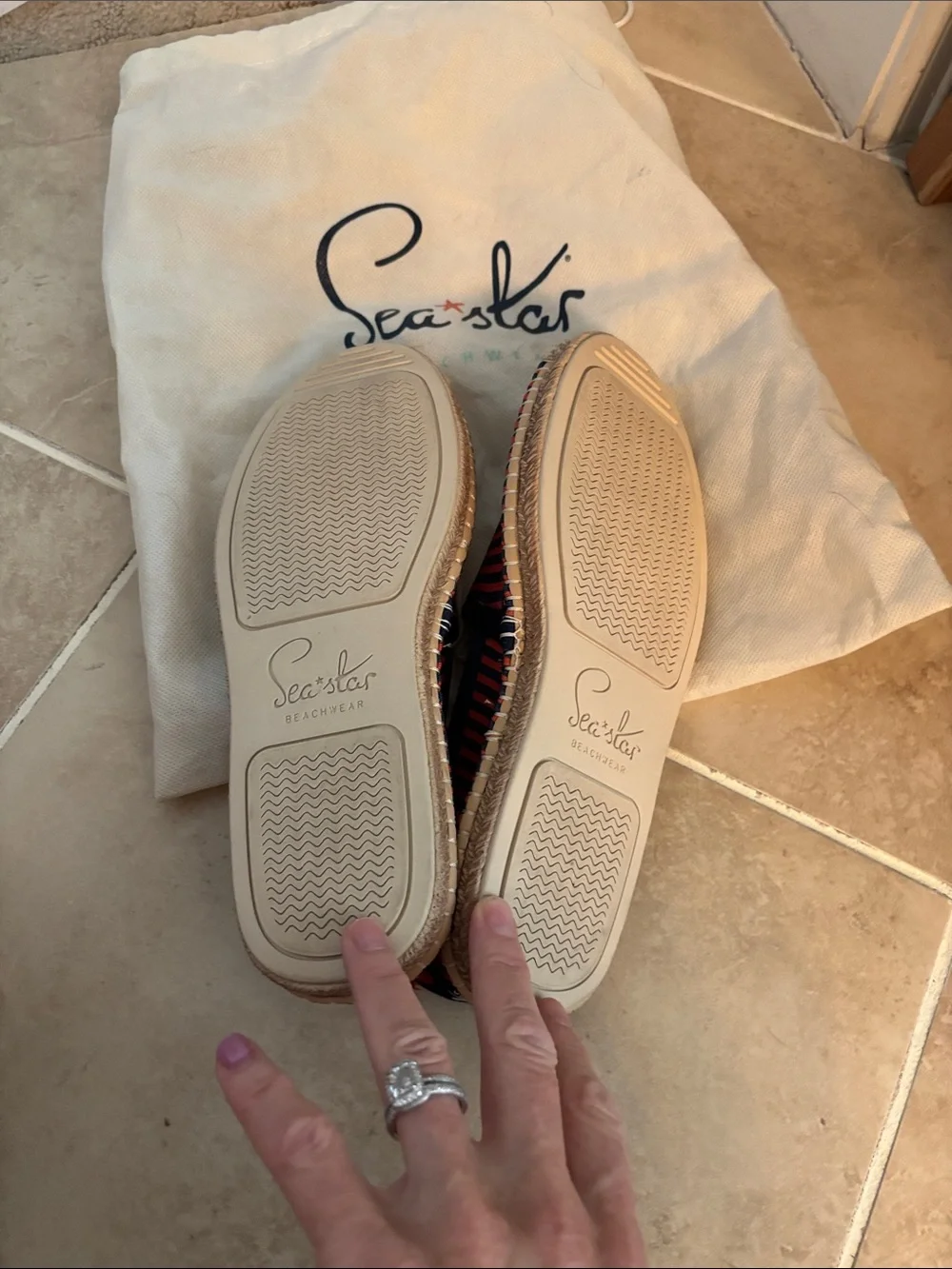 Sea Star Navy and Red Striped Women's Espadrilles